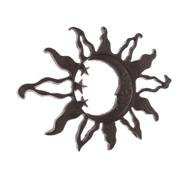 Czarna żeliwna dekoracja ścienna odpowiednia na zewnątrz Dakls Sun