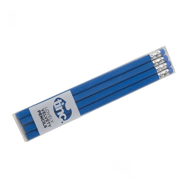 Zestaw 4 niebieskich aksamitnych ołówków TINC Lovely