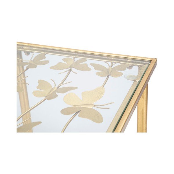 Konsola w biało-złotym kolorze ze szklanym blatem 35x100 cm Butterflies – Mauro Ferretti-image-4