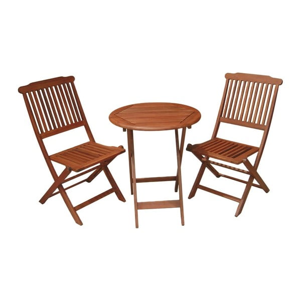 Zestaw stolika i 2 krzeseł z drewna eukaliptusowego AADU Prague