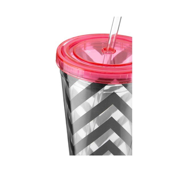Kubek w paski z różowym wieczkiem Premier Housewares Chevron, 450 ml-image-2