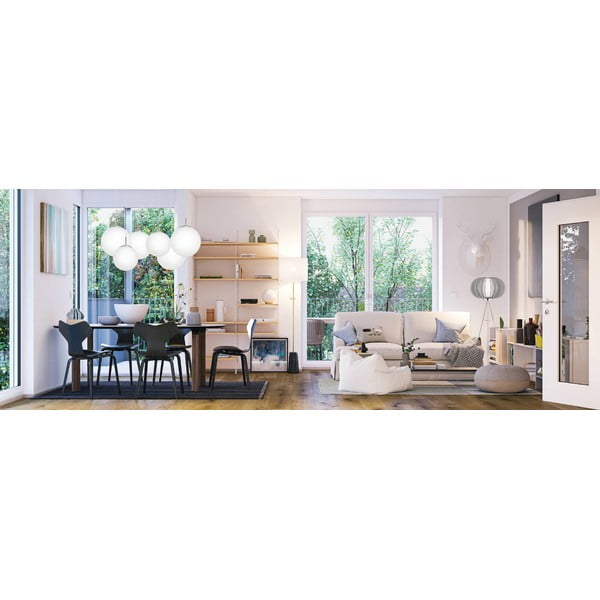 Lampa wisząca w biało-srebrnym kolorze ze szklanym kloszem ø 20 cm RONDO – EGLO-image-2