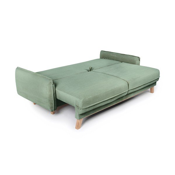 Jasnozielona sztruksowa rozkładana sofa 218 cm Tori – Bonami Selection-image-3