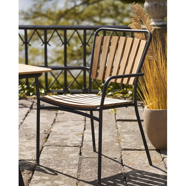 Drewniane/metalowe krzesła ogrodowe zestaw 2 szt. w naturalnym kolorze Cleveland – House Nordic-image-1