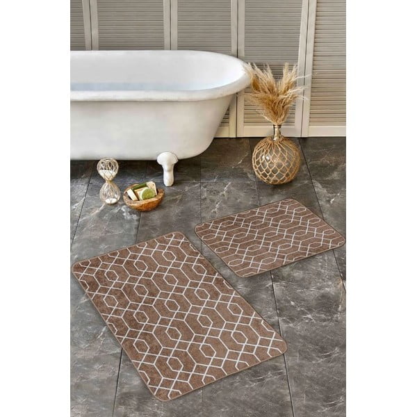 Brązowe aksamitne dywaniki łazienkowe zestaw 2 szt. 60x100 cm – Mila Home-image-4