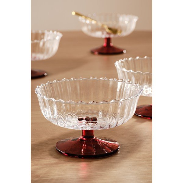 Czerwone szklane miski zestaw 4 szt. do lodów 230 ml Flora – Jotex-image-1