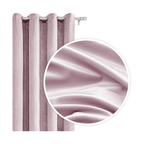 Jasnoróżowa zasłona Slowdeco Velvet, 140x250 cm-image-1