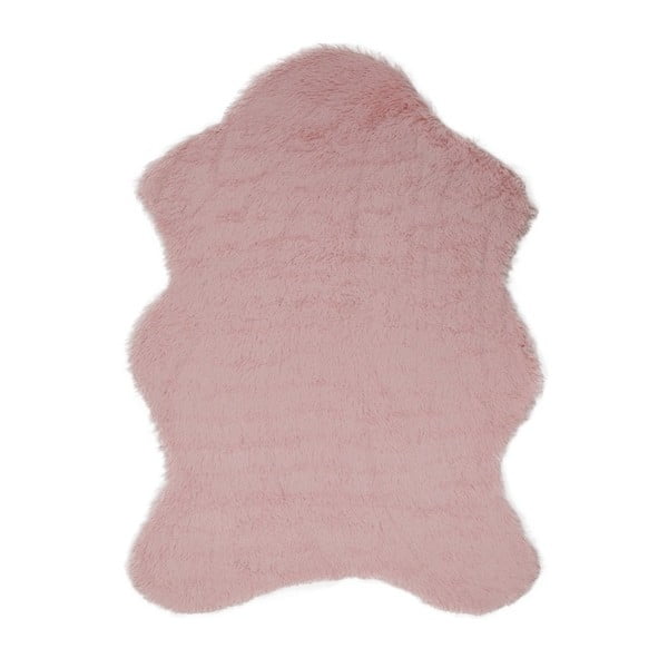 Różowy dywan ze sztucznej skóry Tavsantuyu Powder, 80x105 cm