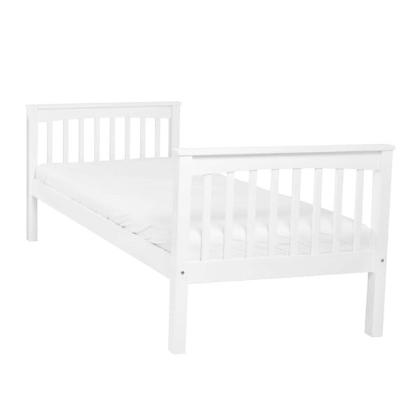 Białe łożko dziecięce z litego drewna bukowego Mobi furniture Lea, 200x90 cm