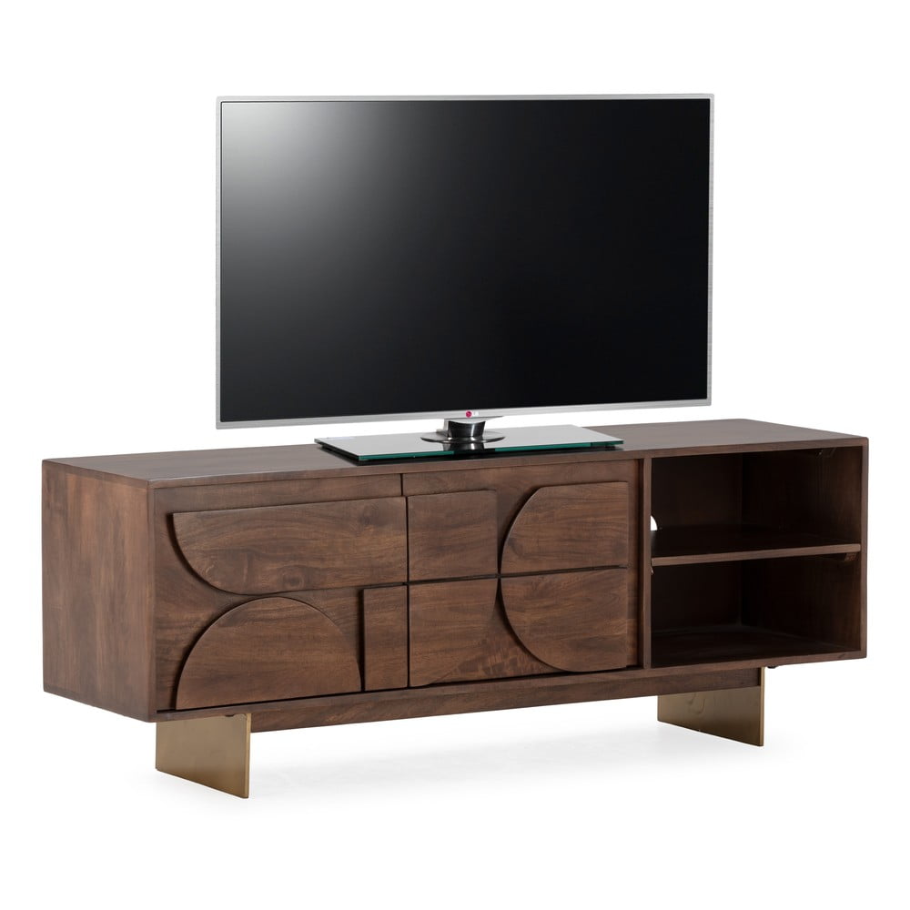 Brązowa szafka pod TV z litego drewna mango 145x55x40 cm Trisha – MOME (zdjęcie 11)