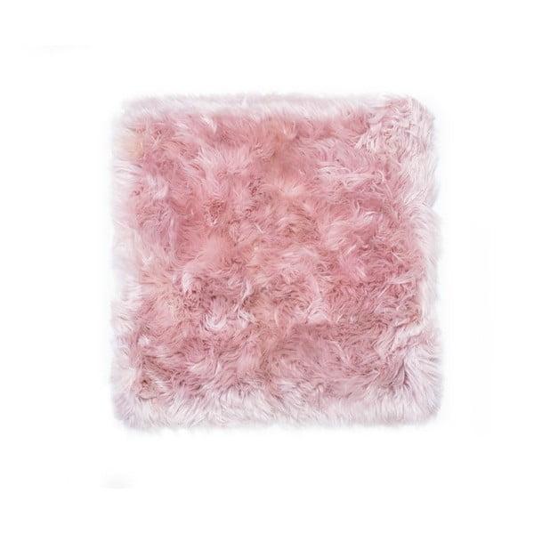 Różowy dywan kwadratowy z owczej skóry Royal Dream Zealand Square, 70x70 cm