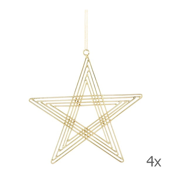 Zestaw 4 gwiazd wiszących Path Brass