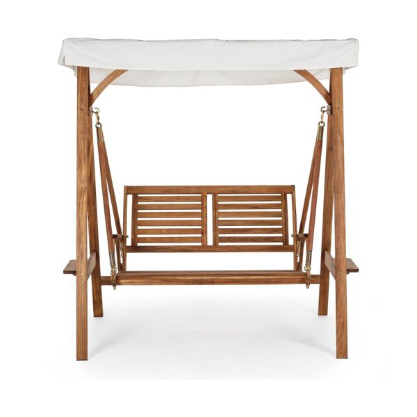 Drewniana huśtawka ogrodowa w naturalnym kolorze Noemi – Bizzotto