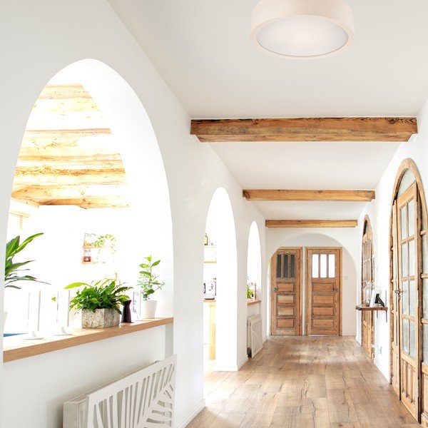 Biała lampa sufitowa ze szklanym kloszem ø 27 cm Eveline – LAMKUR-image-1