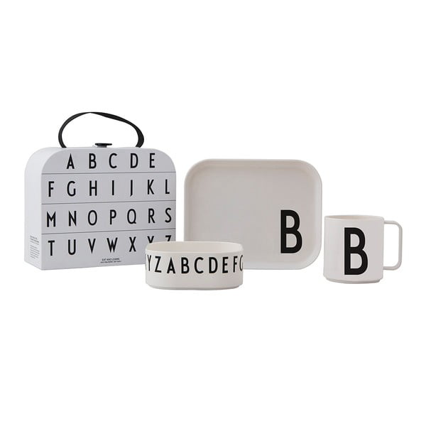 3-częściowy zestaw naczyń dla dzieci z kuferkiem Design Letters Classics B