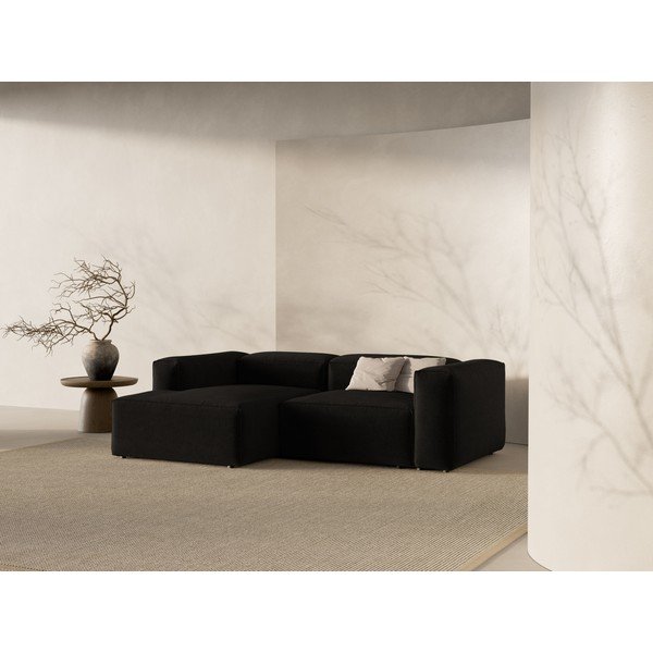 Czarny narożnik (lewostronny/z szezlongiem) Bergamo – Cosmopolitan Design-image-1