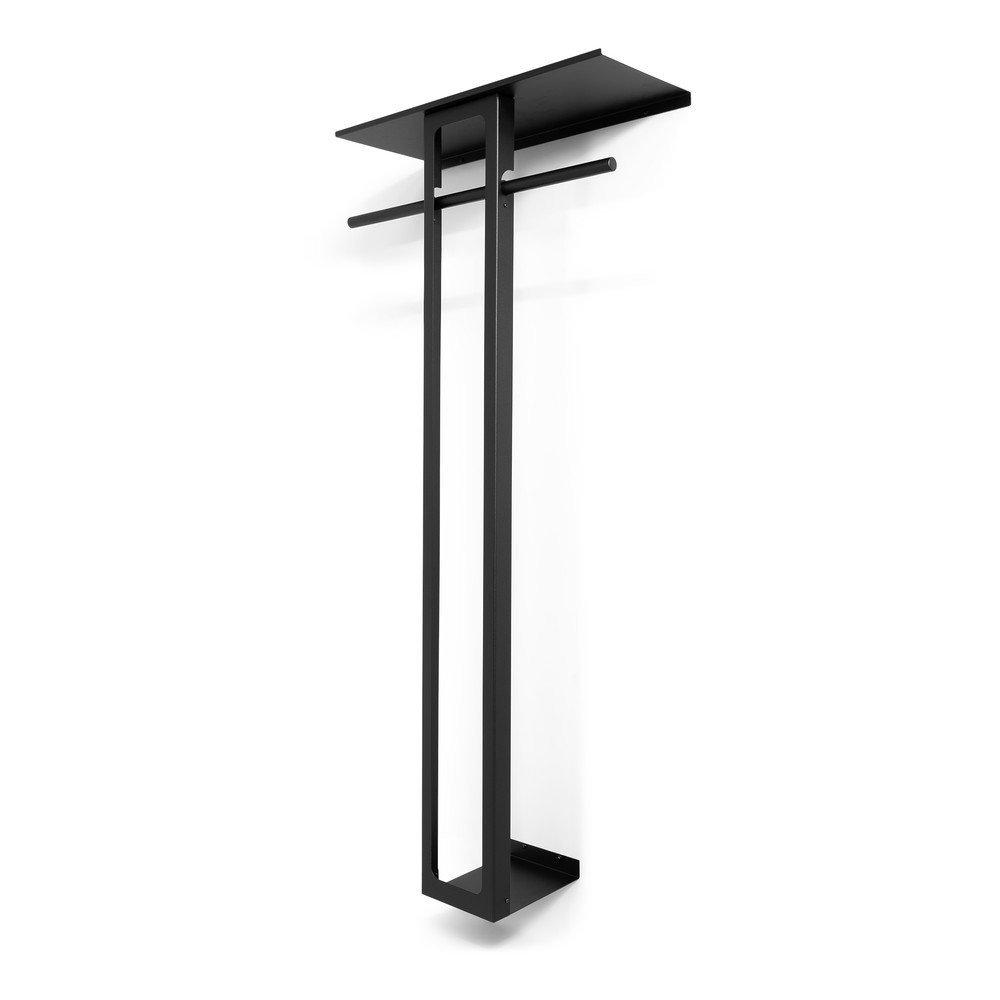 Czarny stalowy wieszak ścienny z półką 70 cm Luno Large – Spinder Design