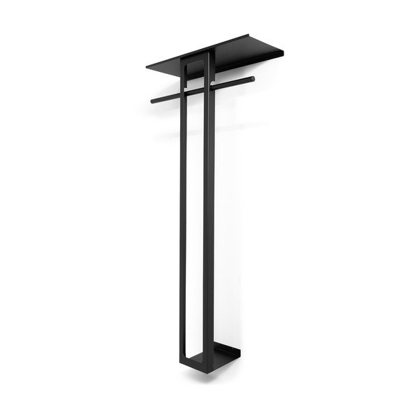 Czarny stalowy wieszak ścienny z półką 70 cm Luno Large – Spinder Design