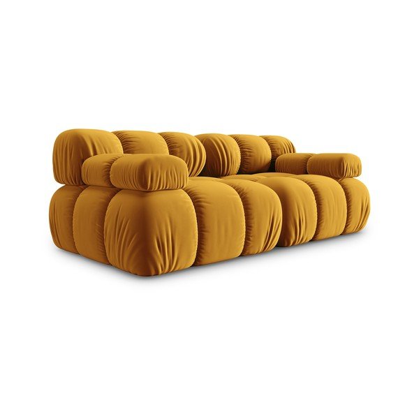 Żółta aksamitna sofa 188 cm Bellis – Micadoni Home-image-3