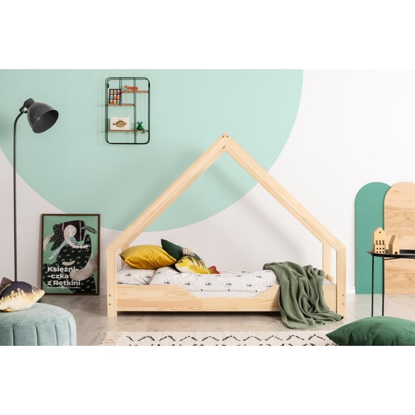 Dziecięce łóżko z drewna sosnowego w kształcie domku Adeko Loca Bon, 70x190 cm