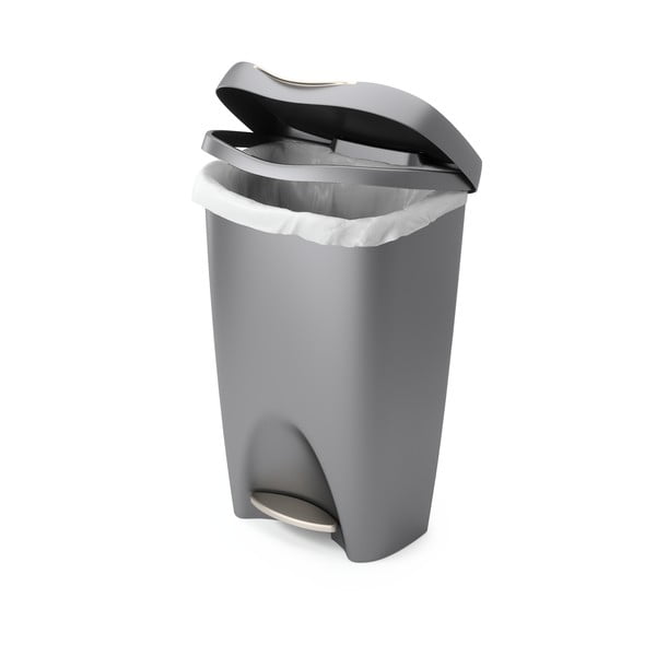 Szary plastikowy kosz na śmieci z pedałem 50 l Brim – Umbra