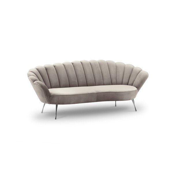 Beżowa asymetryczna sofa z aksamitnym obiciem Interieurs 86 Varenne, 224 cm-image-4