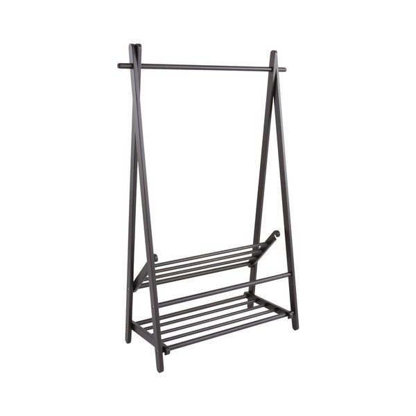Czarny stojak na ubrania z litego drewna sosnowego 100x150x41 cm Cole – Jotex