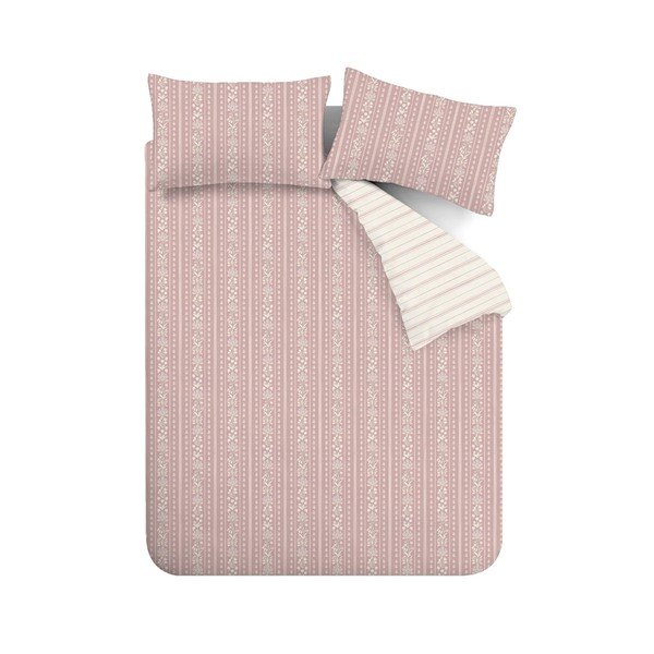 Biało-różowa pościel dwuosobowa 230x220 cm Regency Stripe – Catherine Lansfield