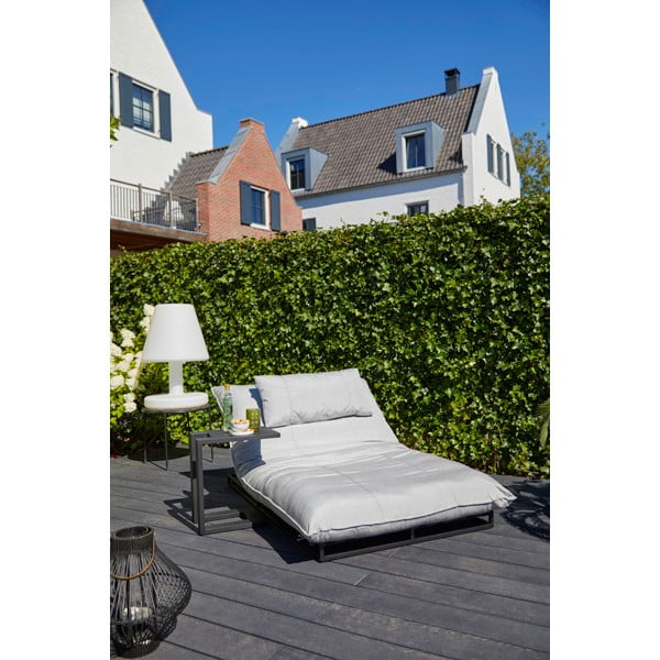 Czarny leżak ogrodowy z beżowymi poduszkami Hartman Exclusive-image-1