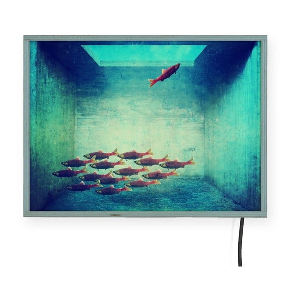 Świecąca dekoracja ścienna Surdic Free Fish, 40x30 cm