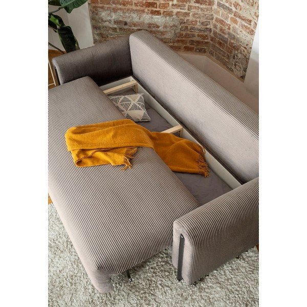 Jasnobrązowa sztruksowa rozkładana/ze schowkiem sofa 244 cm Arcadova – ELTAP-image-4