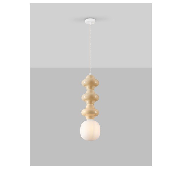 Biała/kremowa lampa wisząca ceramiczna ze szklanym kloszem ø 18 cm Clio – Nova Luce-image-4
