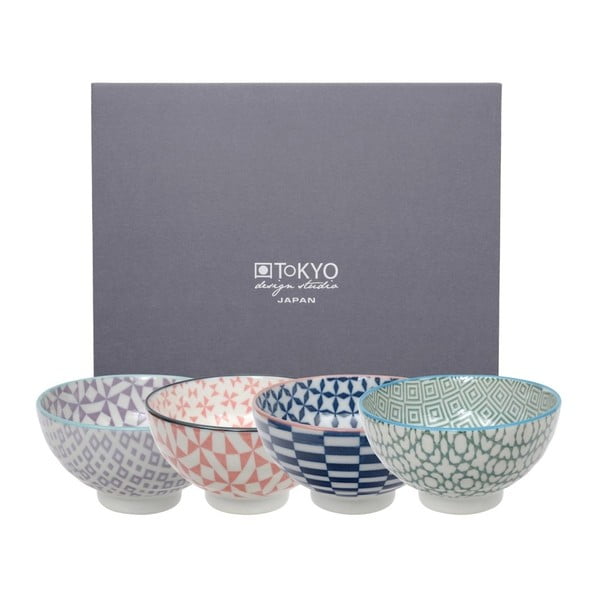 Komplet 4 porcelanowych misek do ryżu Tokyo Design Studio Geo Eclectic