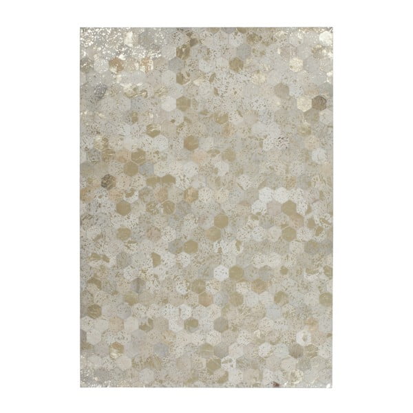 Kremowo-złoty skórzany dywan Daz, 120x170cm