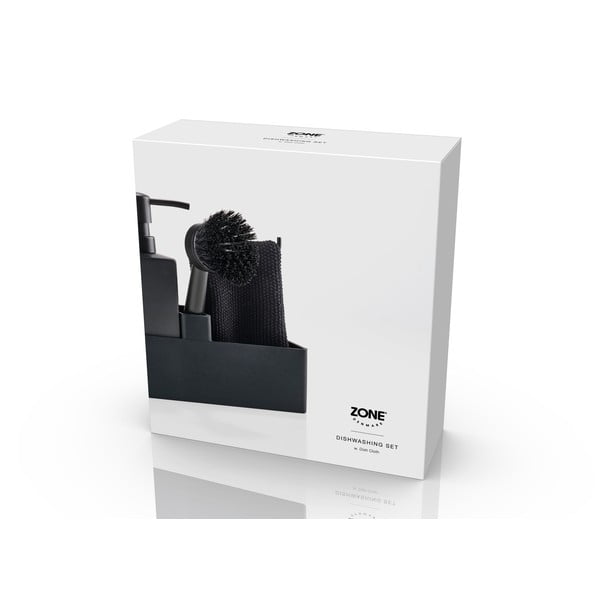 Czarny plastikowy/silikonowy stojak na akcesoria do mycia naczyń Singles – Zone-image-2