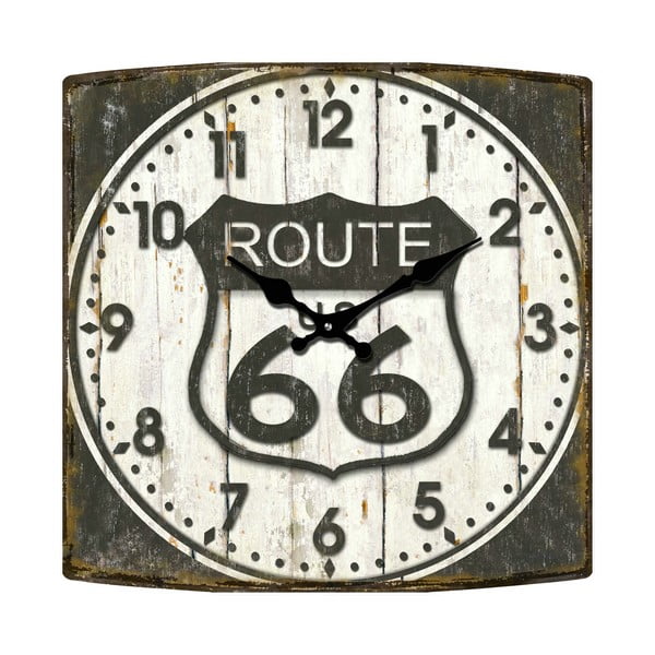 Szklany zegar Route 66, 34x34 cm