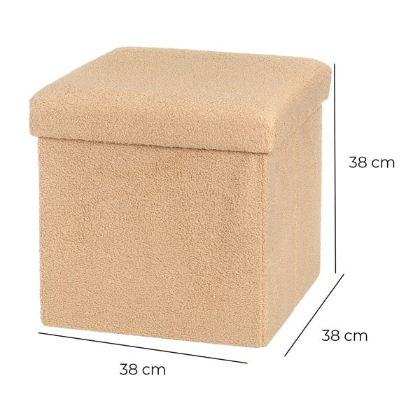 Jasnobrązowy puf z materiału bouclé Folding – Casa Selección-image-3