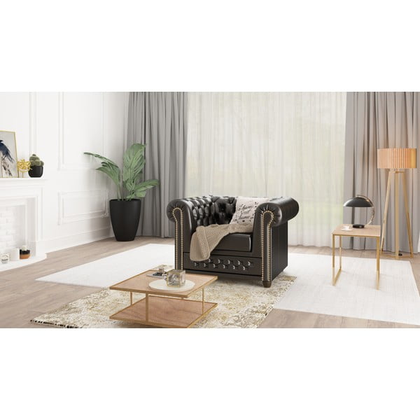 Czarny fotel z imitacji skóry York – Ropez-image-1