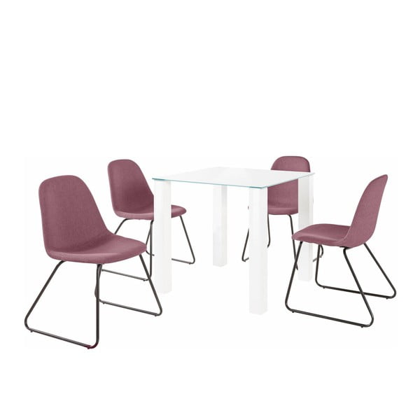 Zestaw stołu i 4 różowych krzeseł Støraa Dante Colombo