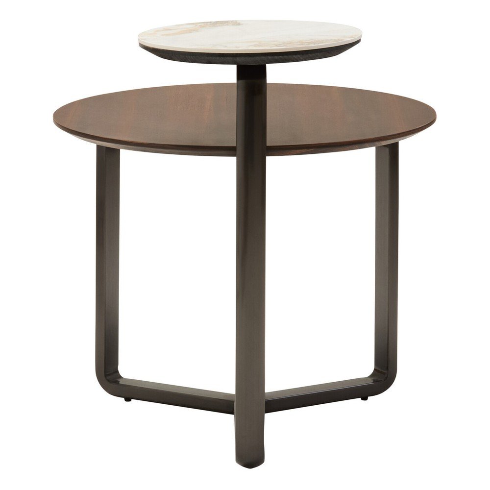 Brązowy okrągły stolik z litego drewna eukaliptusowego 55x67 cm Imperia – Premier Housewares (zdjęcie 5)