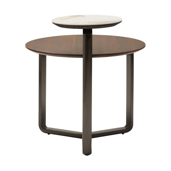 Brązowy okrągły stolik z litego drewna eukaliptusowego 55x67 cm Imperia – Premier Housewares-image-3