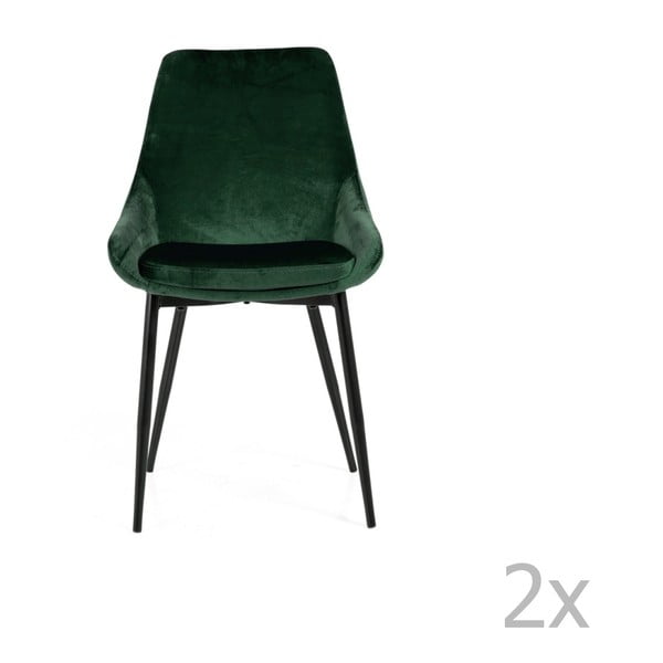 Zestaw 2 zielonych krzeseł z aksamitnym obiciem Tenzo Lex