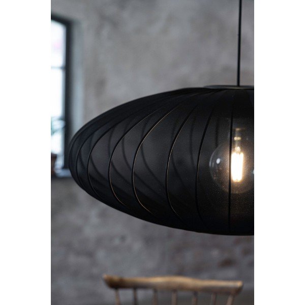 Czarna lampa wisząca z tekstylnym kloszem ø 75 cm Florence – Markslöjd-image-4