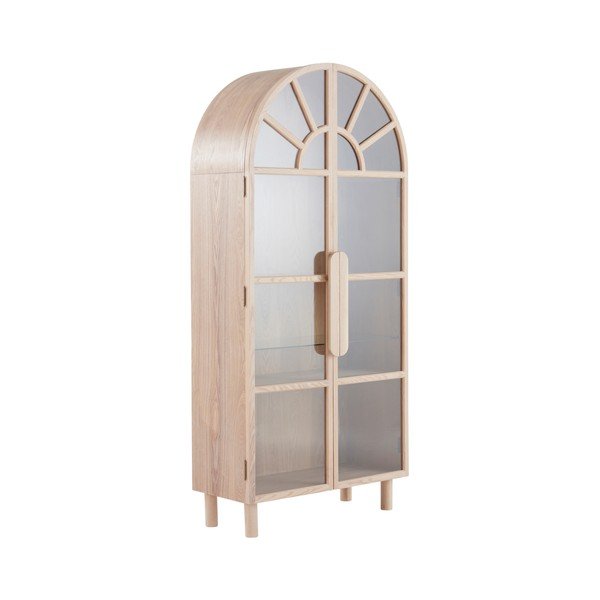 Witryna w dekorze jesionu w jasnym naturalnym kolorze 90x195x40 cm Sandor – Jotex