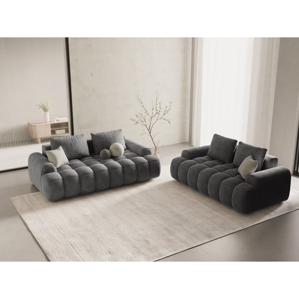 Szara aksamitna sofa 175 cm Linz – Cosmopolitan Design-image-1