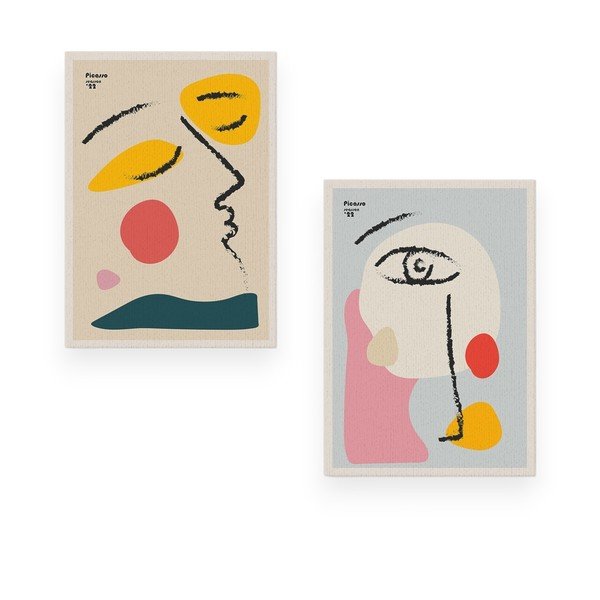 Obrazy zestaw 2 szt. 50x70 cm Faces – Wallity