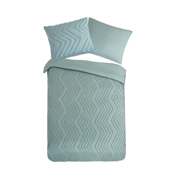 Jasnozielona pościel jednoosobowa z mikrowłókna 140x220 cm Pure Zigzag – Good Morning