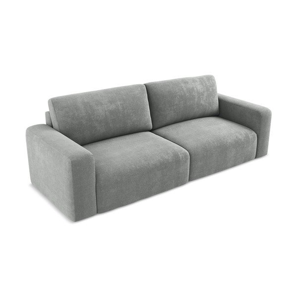 Szara rozkładana/ze schowkiem sofa z tkaniny szenilowej 252 cm Kona – Makamii-image-3