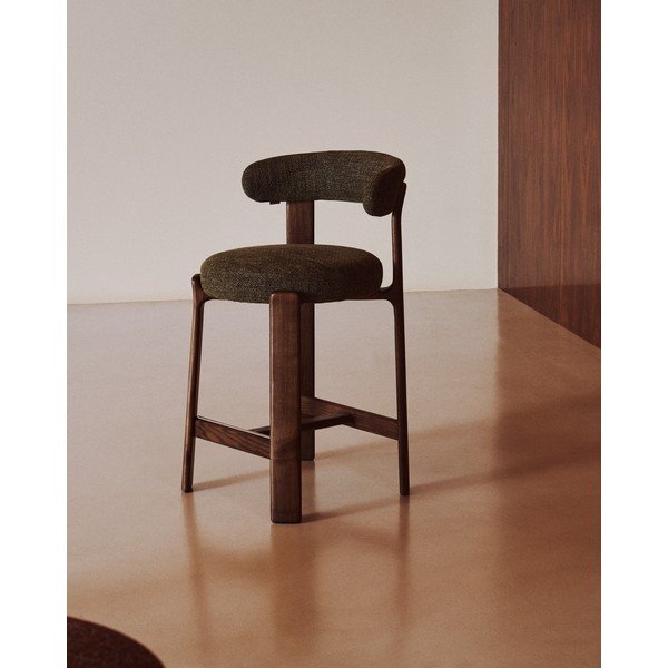 Hoker w kolorze zielono-ciemnonaturalnym z litego drewna jesionowego (wysokość siedziska 65 cm) Granite – Kave Home-image-1