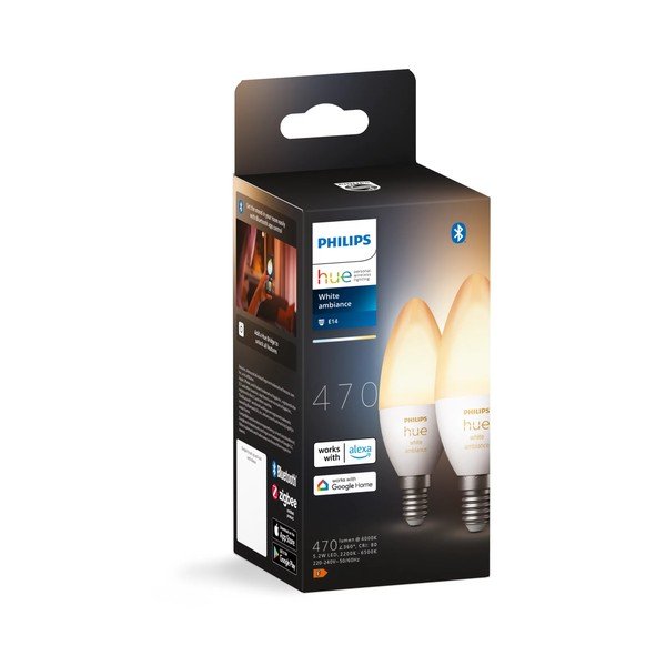 Inteligentne żarówki LED z gwintem E14, 5 W zestaw 2 szt. White ambiance – Philips Hue